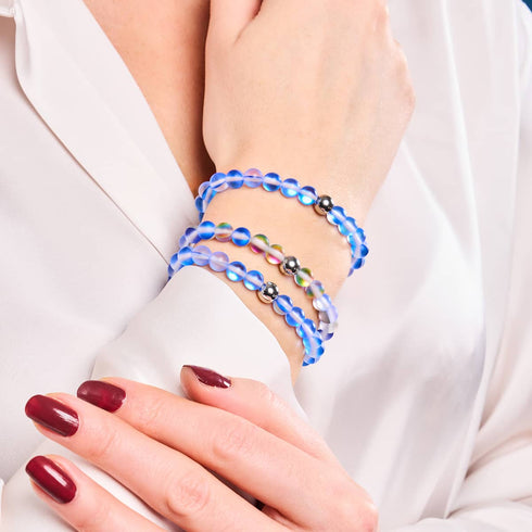 Saphir | Argent | Bracelet de perles de verre sirène
